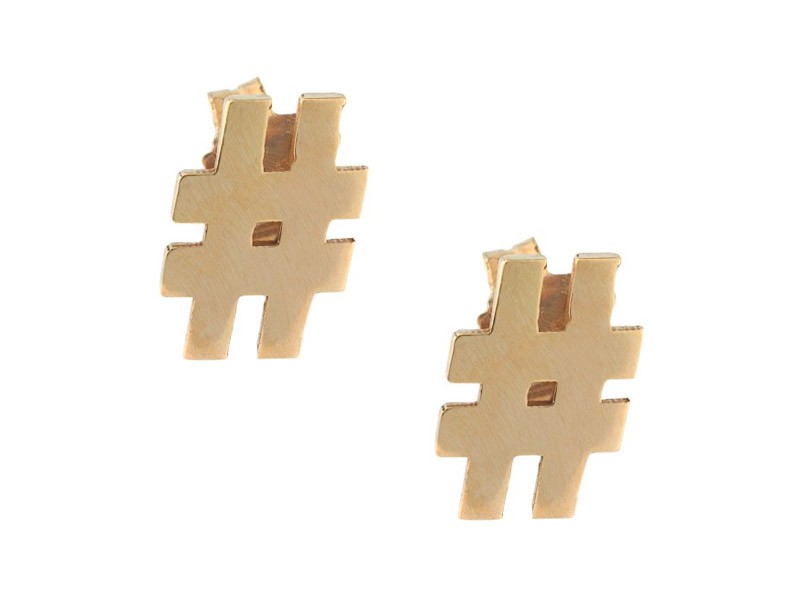 Hashtag button Earrings